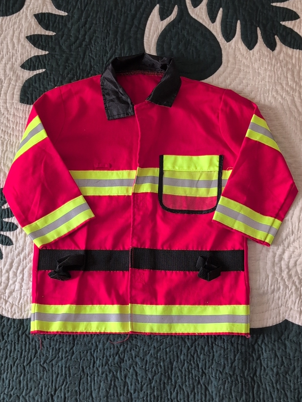 High-Visibility Fire 🚒 Chief Safety Jacket in Red with Reflective Stripes